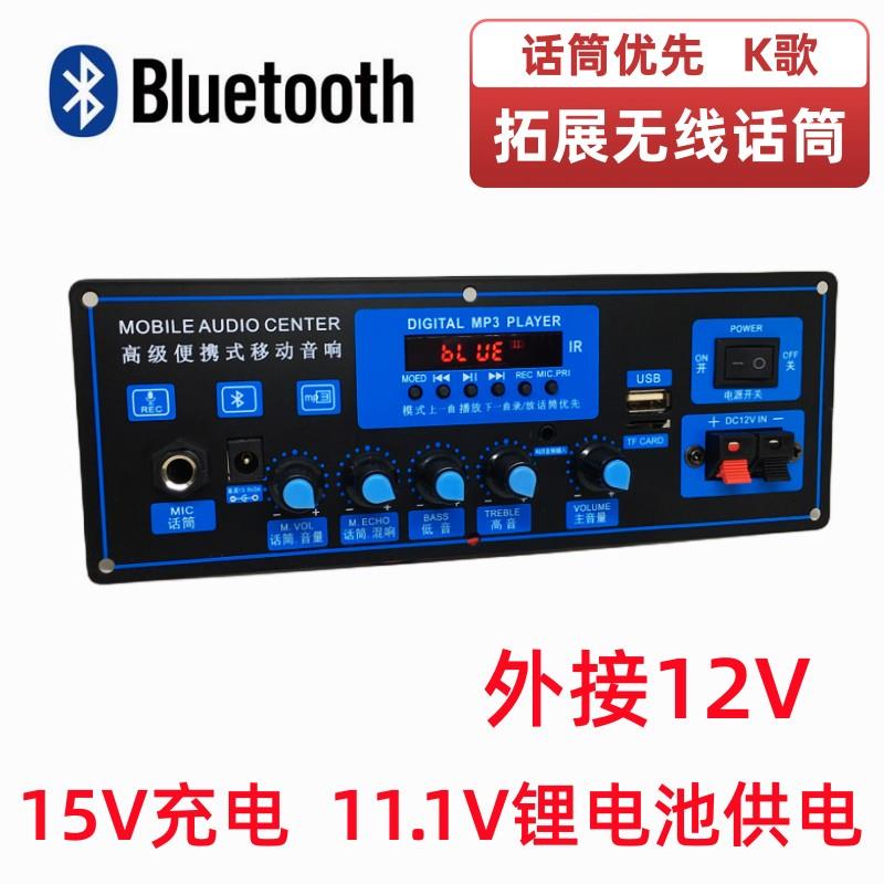 户外叫卖机功放板15V广场舞12V电瓶蓝牙MP3解码11.1V锂电音响主机