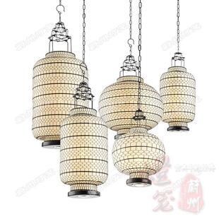 灯笼手工编织布艺吊灯酒店仿古复古餐厅吧台铁丝支持订做 古典中式
