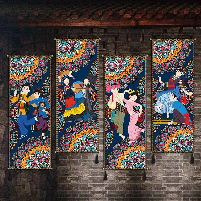 56个民族挂画挂毯民宿酒店宾馆餐厅装饰画墙面布艺挂布遮挡画壁毯图片