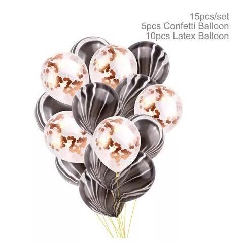 12寸透明乳胶气球黑金橙紫色圆形亮片纸屑彩星星汽球生日派对装饰