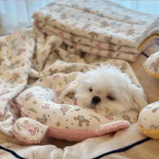 小狗狗专用小被子枕头小体泰迪比熊犬毯子毛毯狗窝垫秋冬季空调被