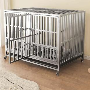 狗狗子母笼狗笼子大型犬结实304不锈钢可折叠带厕所带隔断中型犬