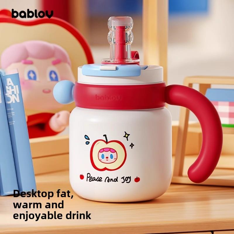 bablov大容量保温杯陶瓷内胆水杯高颜值女吸管水壶桌面办公室杯子