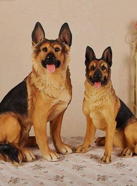 狗摆件客厅落地装饰彷真德牧招财创意树脂工艺品入户外狼狗看门狗