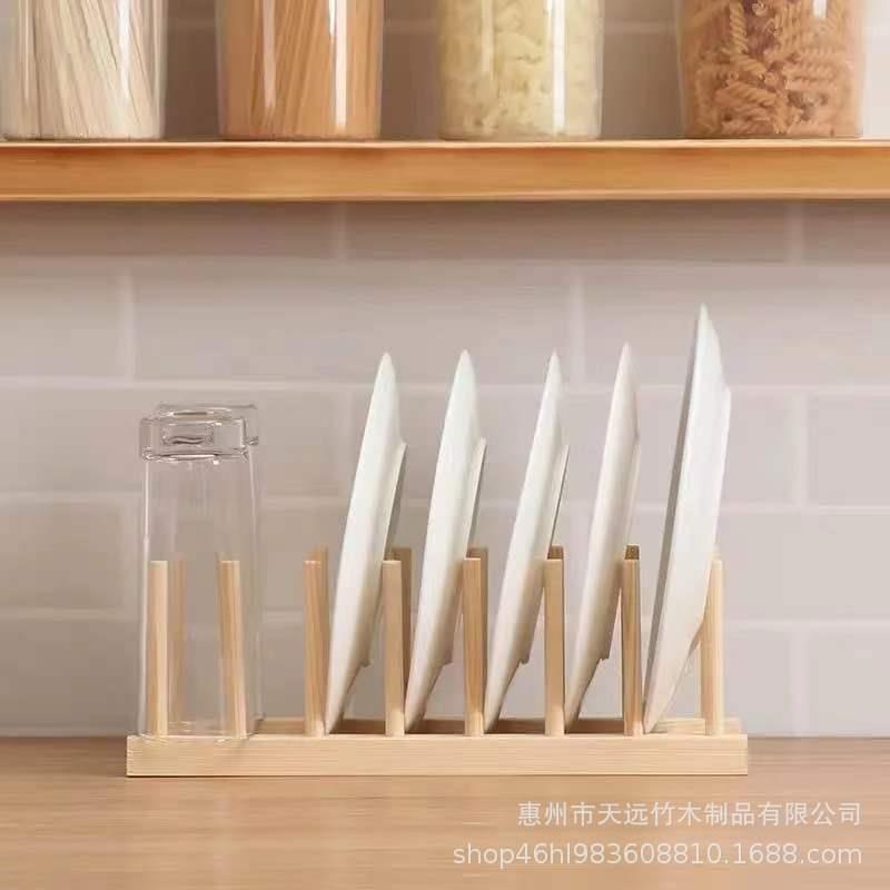 木质多功能盘子隔热垫收纳架厨房陈列架展示置物架碗碟餐盘沥水架
