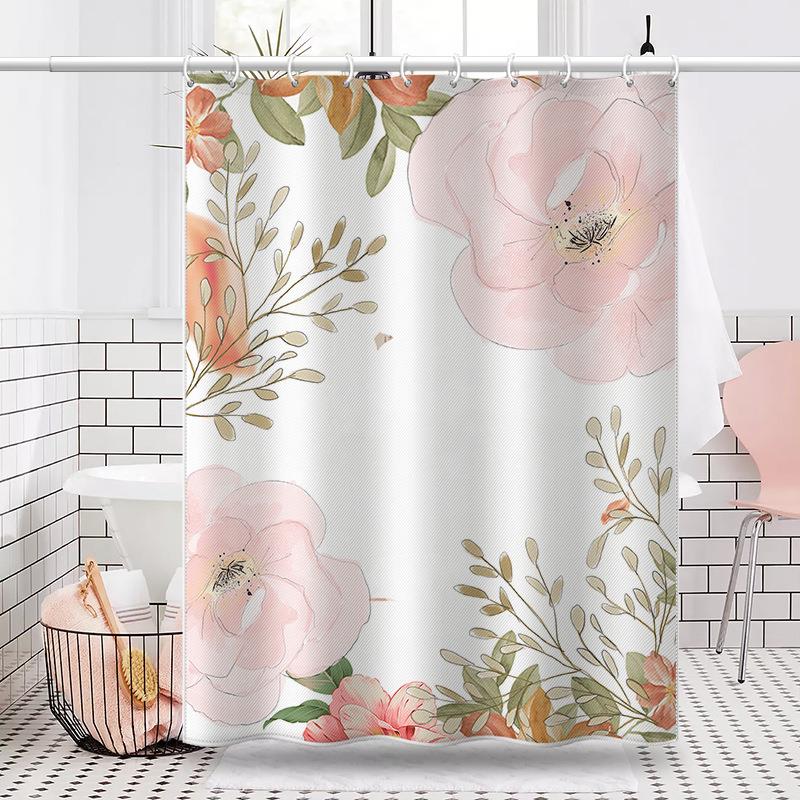 小碎花浴帘唯美公主风风浴帘防水防霉淋浴布挂帘卫生间浴室门帘