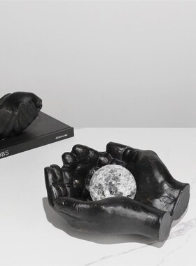 简约售楼处样板房间o创意金属黑色双手摆件家居客厅软装饰品