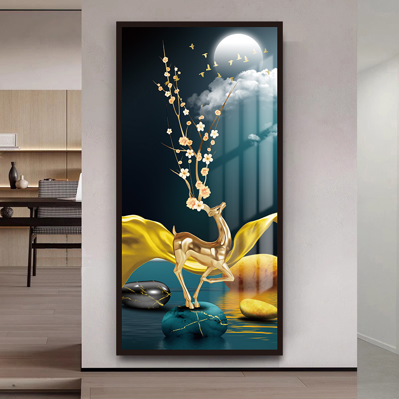 玄关装饰画贴自粘壁纸轻奢简约现代入户客K厅走廊过道3d立体墙贴