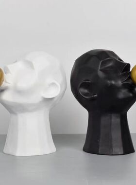 简约树脂a工艺品吹泡泡男孩人物摆件客厅电视柜样板间软装饰品