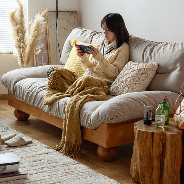 实木三人云朵沙发北欧简约现代布艺沙发双人客厅柏木家具蜀南居