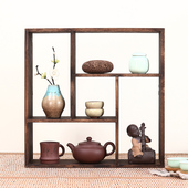 实木多宝格博古架茶m叶架展示架客厅挂墙中式 茶具架墙上置物架墙