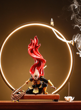 新中式齐天大圣斗战胜佛家居客厅桌面陶瓷装O饰品生肖猴孙悟空摆