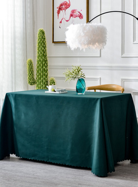 定制加厚纯色白色桌布布艺长方y形布料会议桌套台布广告定制印log