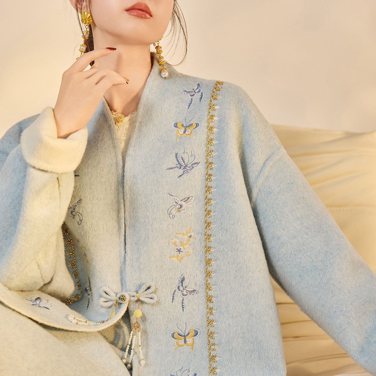 【如梦令】新中式国风秋冬刺绣设计盘扣双面呢外套半裙套装 NX015,女装/女士精品,时尚套装,淘宝优惠券,粉丝福利购,淘宝优惠卷