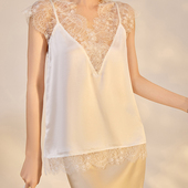 新中式 复古新款 蕾丝内搭v领上衣女高端性感锁骨美背吊带背心N4099