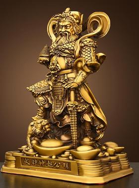 铜赵公明摆件武财神家用工艺正财神爷骑虎财神像家居供奉神像站纯