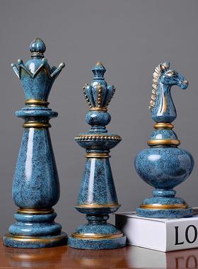 欧式复古黑白国际象棋家居摆件美式家居装饰品软装书房客厅摆设