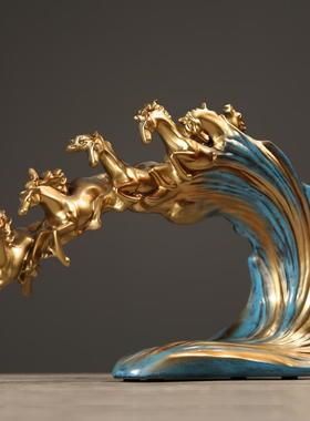 美式老板办公室摆件创意玄关书柜桌面电视酒柜马到成功家居装饰品