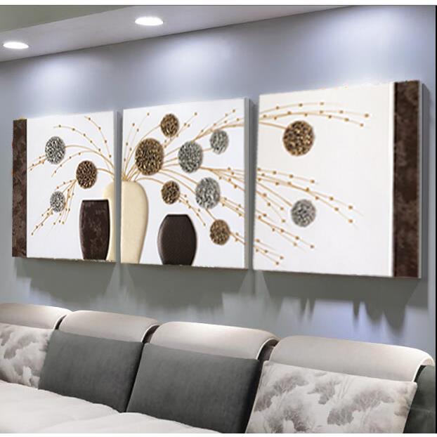 客厅装饰画三联无框画沙发背景墙画餐厅房间3d立体浮雕墙画聚宝盆图片