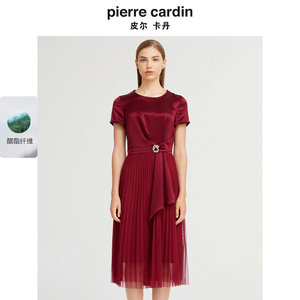 【皮尔卡丹女装】2024年夏季新款通勤柔美宴会礼服连衣裙