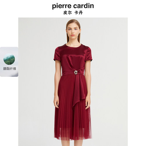 通勤淑女纯色短袖连衣裙