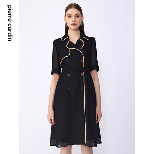 皮尔卡丹女装通勤风衣式连衣裙