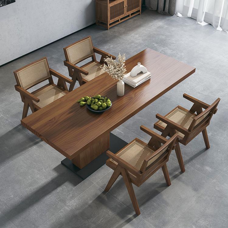 侘实木餐桌椅创寂意家用客大板吃饭桌子民宿公寓风侘寂风实厅中岛