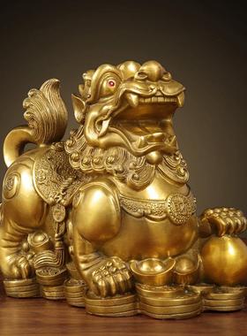 极速貔貅摆件一h对铜开业客厅办公室店铺家居皮丘貔礼品恘纯铜装