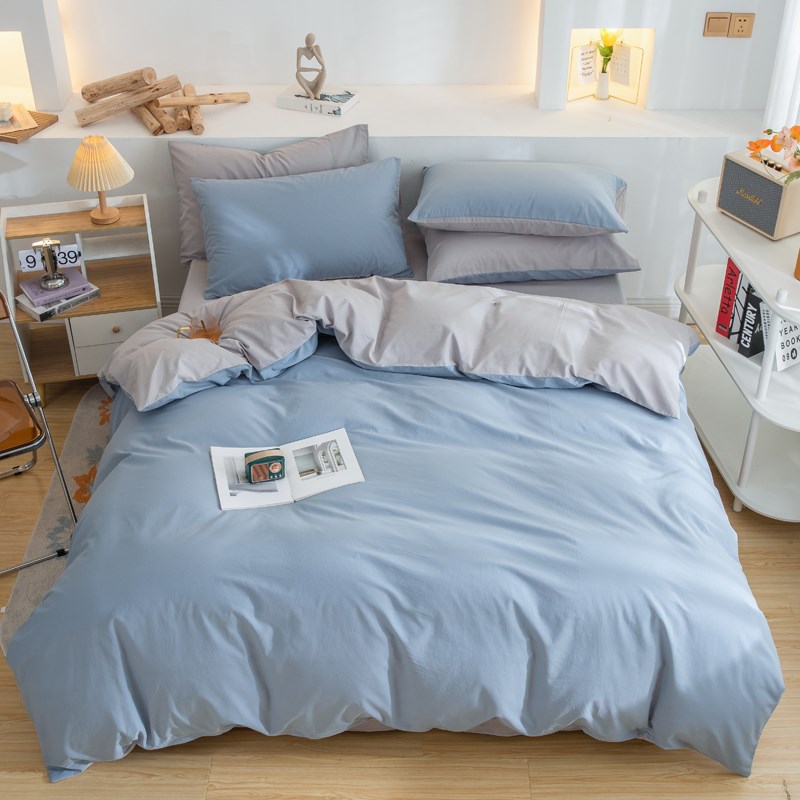 极速insc床上用品四件套水洗棉全棉床单笠被套学生宿舍单人三件套