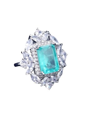 极速祖母绿d项链戒指组套吊坠女彩色宝石奢华帕拉伊巴欧美宝石抖