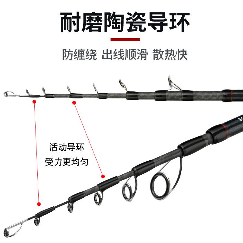 极速碳素伸缩路亚竿n可携式短节超硬MH调振出式远投竿海杆钓鱼竿