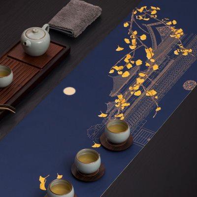 茶席新中式禅意防水中国风茶道桌旗红色喜庆茶桌布垫子长条茶壶垫