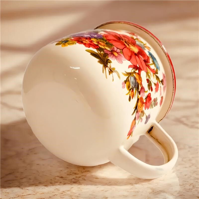 出口加厚搪瓷茶缸茶杯水杯大肚杯2024新款缸子杯珐琅带盖搪瓷杯子