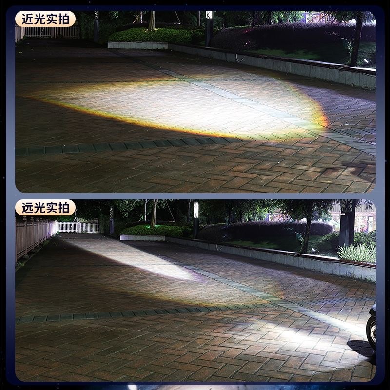 摩托车电动车三透镜LED大灯超亮强光摩托车灯远近一体改装透镜灯