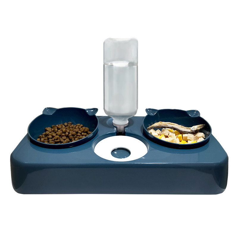 猫碗双碗保护颈椎自动饮水猫食盆防D打翻猫粮碗狗狗饭盆猫咪用品