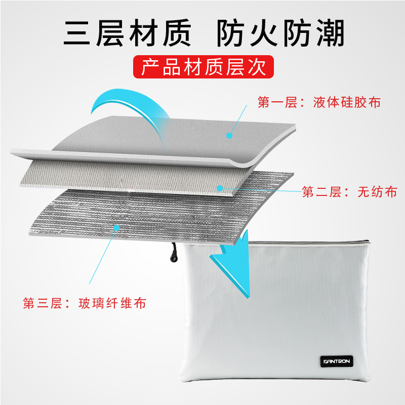 1200度防火阻燃防水拉链u文件袋家用商用办公文件资料证件保护包