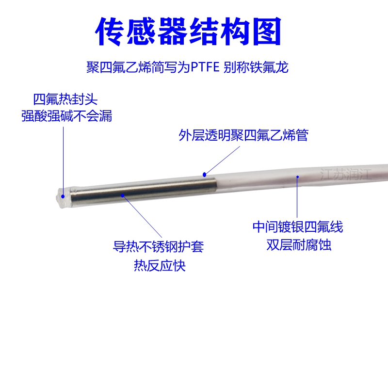 铁氟龙K型热电偶 温n度传感器PT100铂电阻电镀厂防腐蚀耐酸碱探头