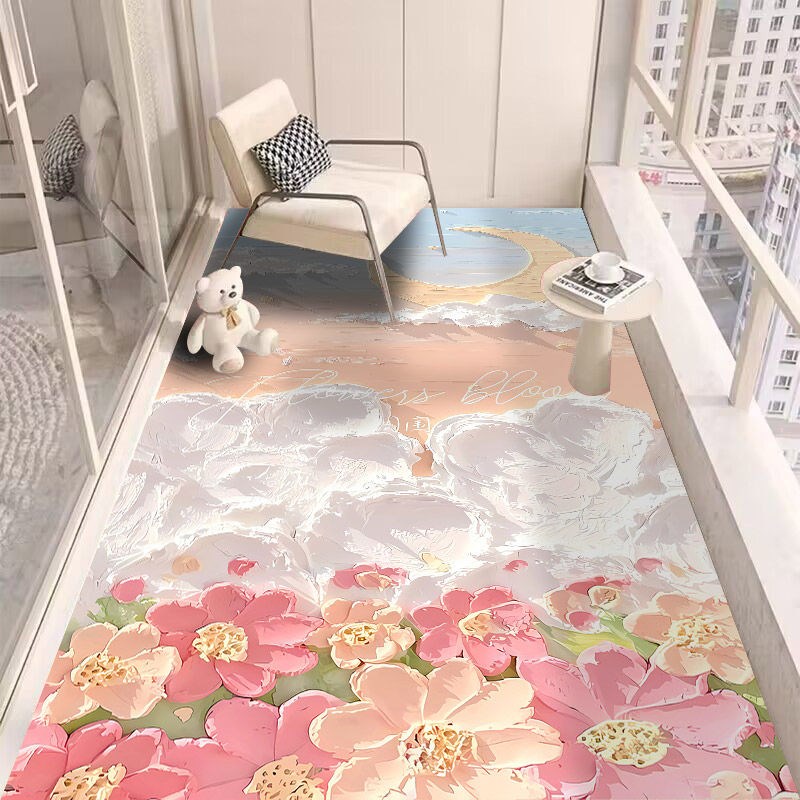 免洗防水pvc地垫阳台卧室客厅厨房餐桌防滑O耐磨地毯垫可擦一抹净