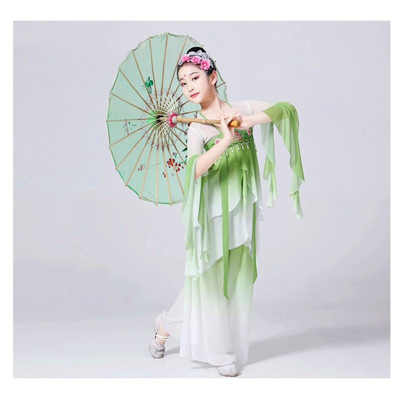 儿童古典舞演g出服渐层纱衣练功服荷花伞舞古风身韵中国风舞蹈服