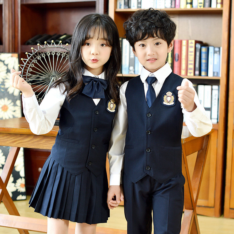 西装校服套装马甲夏装英伦学院风春秋H毕业季小学生班服幼儿园园