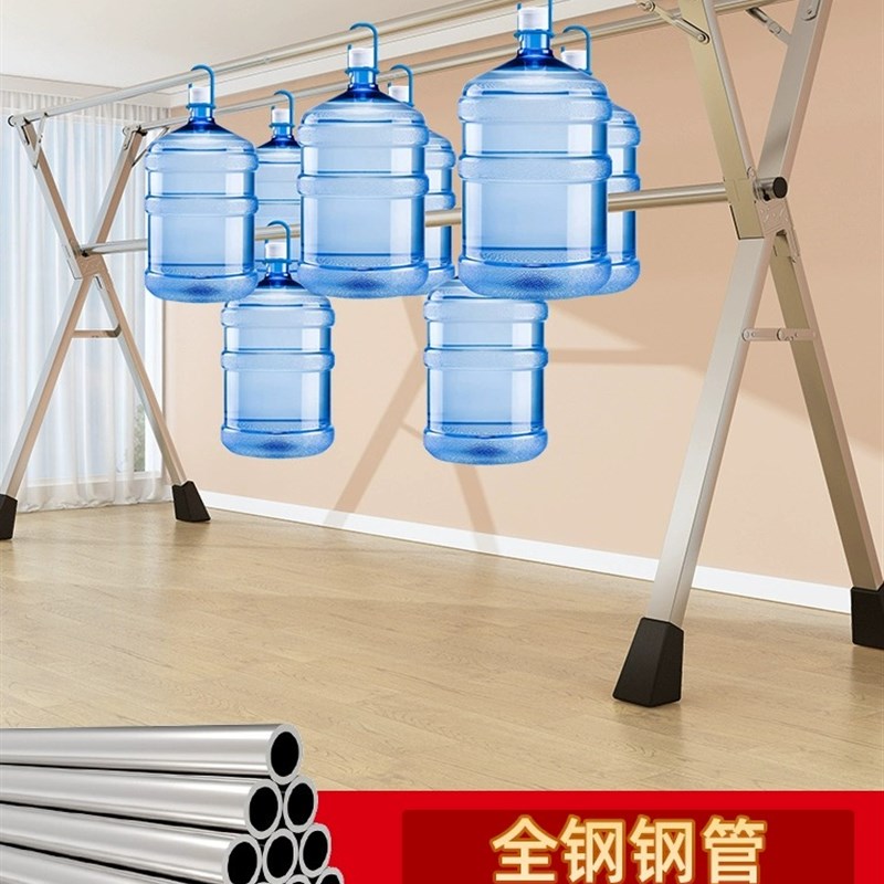 晾衣架落地折叠室内家用阳台卧室不锈钢J室外凉伸缩杆式晒被子神