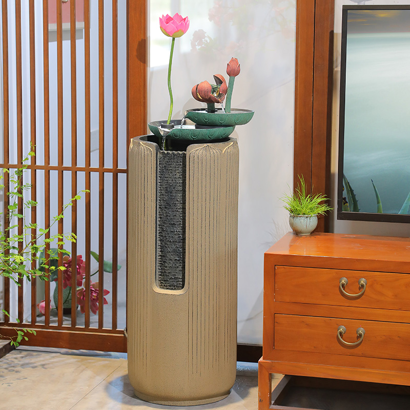 汉韵堂招财落地流水摆件新中式室内客H厅电视柜循环水景观喷泉装