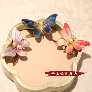 苏州非遗手工绒花发夹蚕丝线送妈C妈老师毕业季礼物汉服旗袍配饰