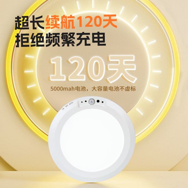 充电吸顶灯入户门人体感应人来即B亮走廊过道免布线可不插电照明
