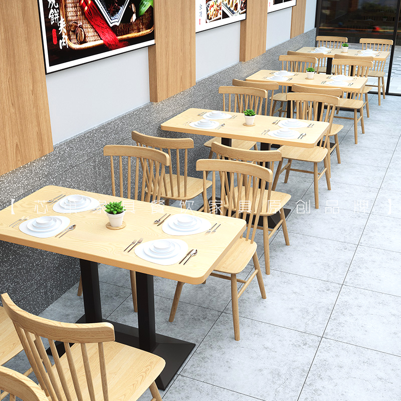 实木小方凳面馆凉皮麻辣烫寿司水饺汉堡店奶茶早餐U厅饭店桌椅组