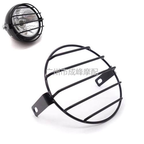 CG125改装 复古大灯 GN125复古黑壳圆前大灯 摩托车配件大灯网罩