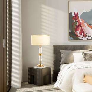 轻台奢灯后现布代卧室书房间水晶客馨厅简约艺温少女床头创意9854