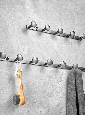 德国HOOKING 全铜实心枪灰北欧卫生间浴室钩卧室门后免打孔挂衣钩