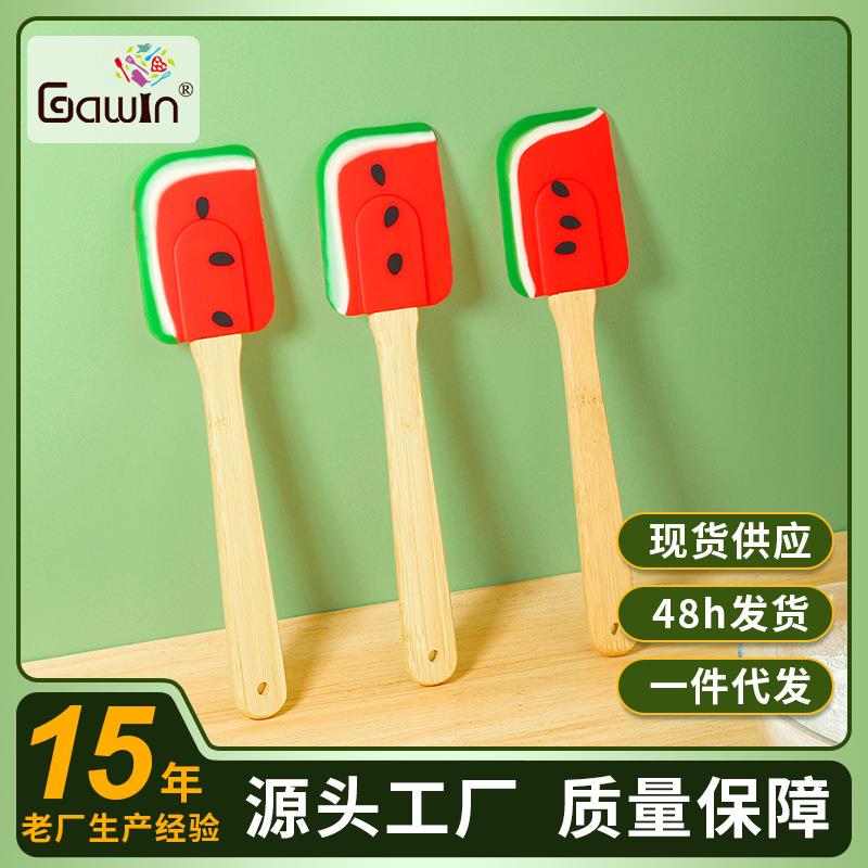创意西瓜效果蛋糕刮刀 竹柄硅胶刮刀 奶油刀 烘焙刮刀 烘焙工具