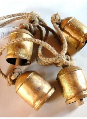 创意新款黄铜奶牛破旧别致乡村风格质朴金属悬挂巨型奶牛铃铛装饰